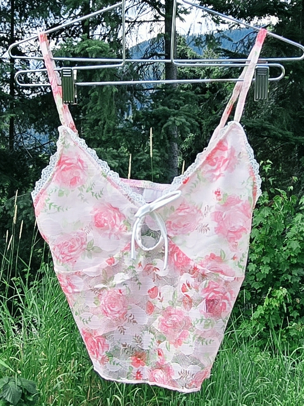 ✨️SET✨️ Pastel Pink Floral Mesh Top & Skirt Set